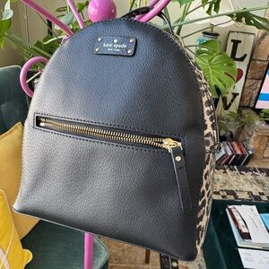 Kate Spade Black and Leopard Print Backpack